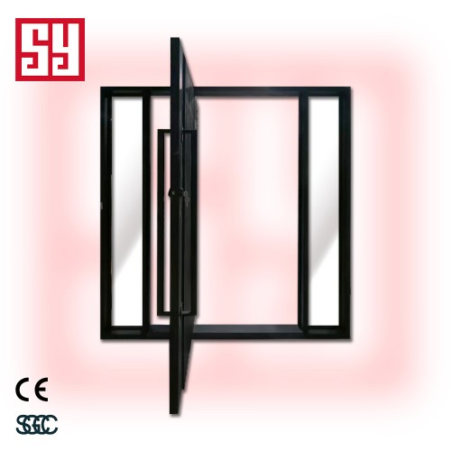 Modern French Wrought Iron Steel Panoramic Swing Pivot Door Windproof Iron Design for Outdoor Security for Apartments