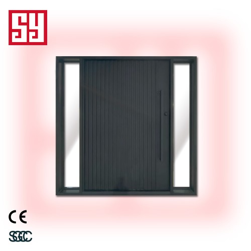 Modern French Wrought Iron Steel Panoramic Swing Pivot Door Windproof Iron Design for Outdoor Security for Apartments