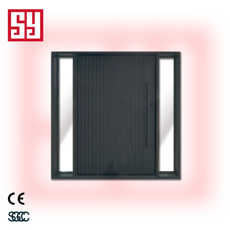 Modern French Wrought Iron Steel Panoramic Swing Pivot Door Windproof Iron Design for Outdoor Security for Apartments