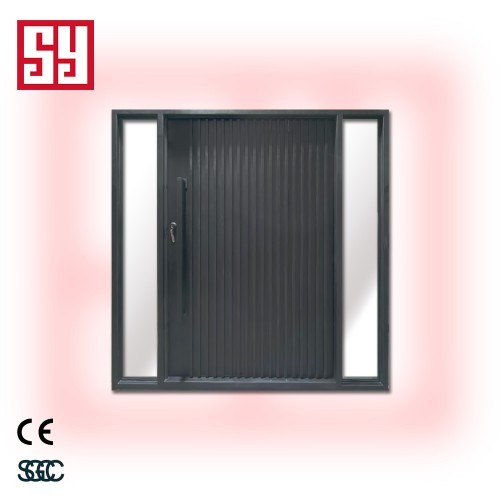 Modern French Wrought Iron Steel Panoramic Swing Pivot Door Windproof Iron Design for Outdoor Security for Apartments