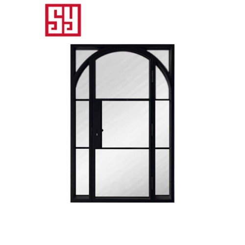 Wrought Iron Single Arch Fixed Window Flat Open Entry Push-Pull Swing Style Home Courtyard Made Durable Steel Interior Use Glass