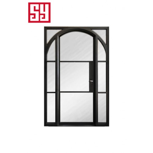 Wrought Iron Single Arch Fixed Window Flat Open Entry Push-Pull Swing Style Home Courtyard Made Durable Steel Interior Use Glass