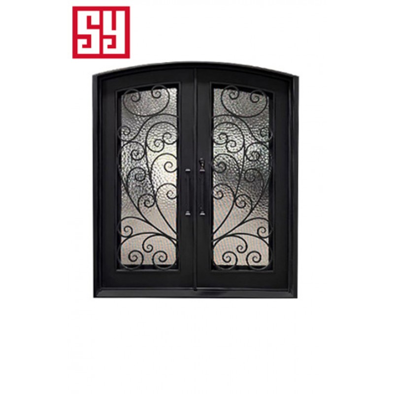 Modern Luxury Entrance Doors Openable Steel Iron Flower Craftsmanship Minimalist Popular Exterior Application Glass Windows