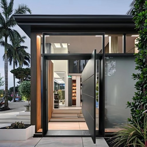Modern Large Aluminum Pivot Entry Door Custom Design Exterior Front Security Anti-Theft Factory Price Hot Sale for Apartments