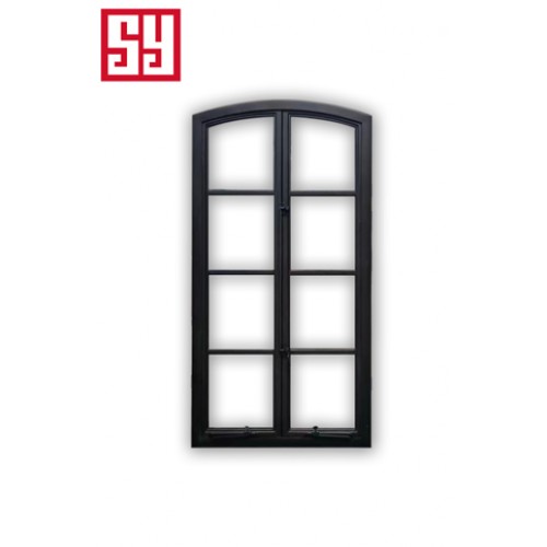 Customizable Size Modern French Design Wrought Iron Linked Casement Windows Steel Frame Swing Hanging Windproof Bathrooms