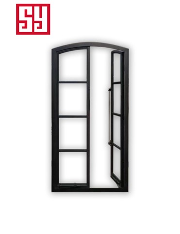 Customizable Size Modern French Design Wrought Iron Linked Casement Windows Steel Frame Swing Hanging Windproof Bathrooms