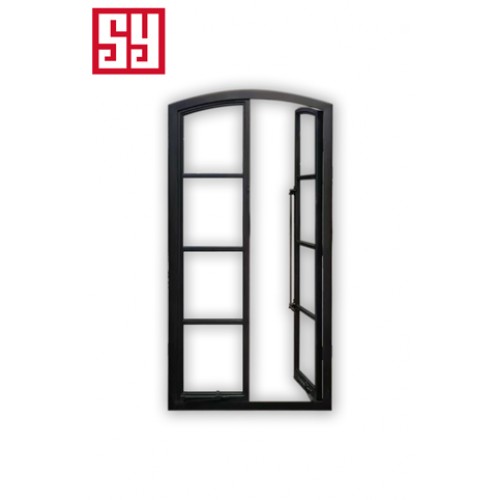 Customizable Size Modern French Design Wrought Iron Linked Casement Windows Steel Frame Swing Hanging Windproof Bathrooms