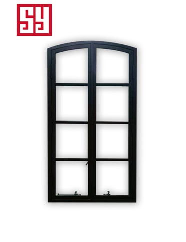 Customizable Size Modern French Design Wrought Iron Linked Casement Windows Steel Frame Swing Hanging Windproof Bathrooms