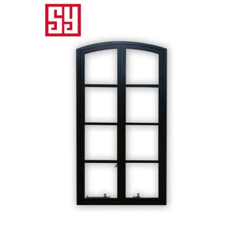 Customizable Size Modern French Design Wrought Iron Linked Casement Windows Steel Frame Swing Hanging Windproof Bathrooms