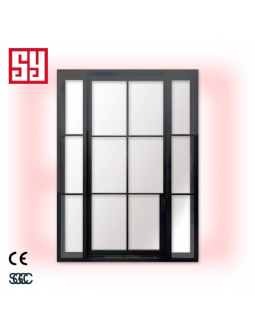 Modern French Design Double Steel Swing Tempered Glass Partition Durable Iron Pivot Door Soundproof for Exterior Interior Use