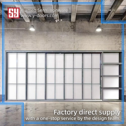 Modern Minimalist Sliding Entrance Door with Swing Style Fiberglass Glass for Private Interior or Exterior Security