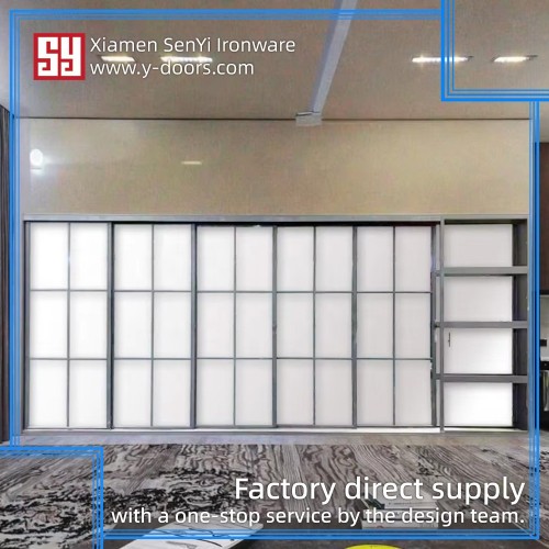 Modern Minimalist Sliding Entrance Door with Swing Style Fiberglass Glass for Private Interior or Exterior Security