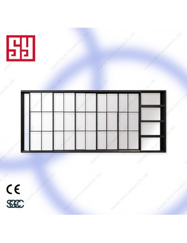 Modern Minimalist Sliding Entrance Door with Swing Style Fiberglass Glass for Private Interior or Exterior Security