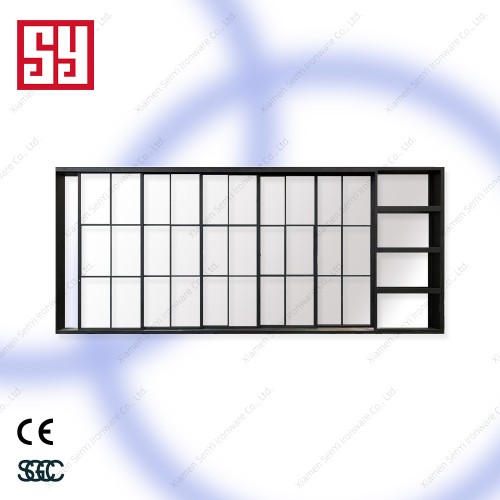 Modern Minimalist Sliding Entrance Door with Swing Style Fiberglass Glass for Private Interior or Exterior Security