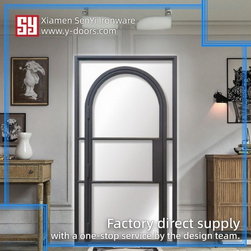 Steel Glass French Interior Door with Sound Insulation Stainless Steel Screen for Living Room