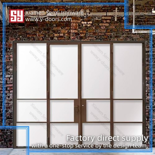 Modern Design Iron Stainless Steel French Accordion Entry Door for Outdoor Entry Living Room Mall Foldable Fiberglass Screen