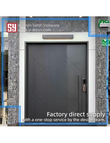 Modern Steel Pivot Door Iron Entry Door with Electronic Lock for Living Room Bedroom Outdoor Mall Entry Pivot Application