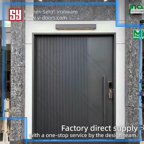 Modern Steel Pivot Door Iron Entry Door with Electronic Lock for Living Room Bedroom Outdoor Mall Entry Pivot Application