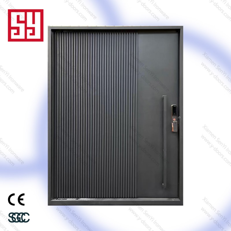 Modern Steel Pivot Door Iron Entry Door with Electronic Lock for Living Room Bedroom Outdoor Mall Entry Pivot Application