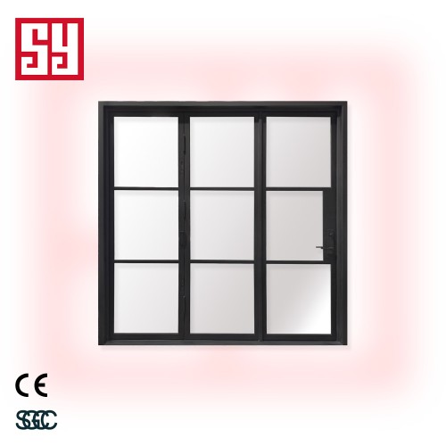 Modern Bi-Fold Glass Door for Living Room Entrance Lattice Design Iron Doors for Courtyard Division