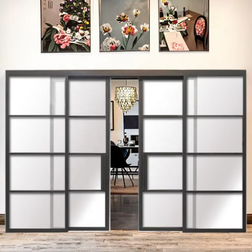 Contemporary Steel Sliding Window Grill Doors Modern Louver Design Finished Steel Frame for Balcony Garage Interiors