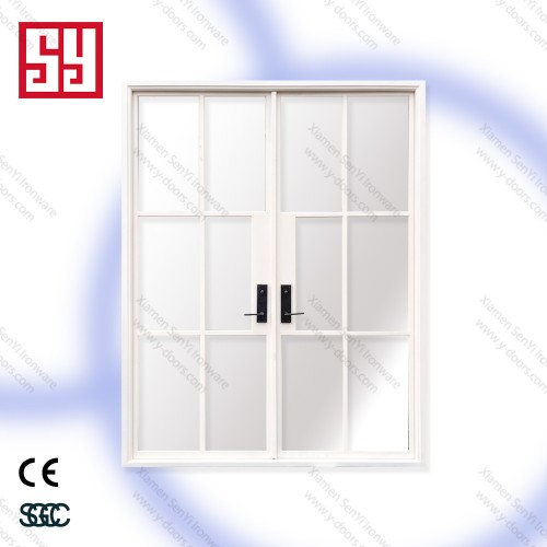 Custom Modern Wrought Iron Entry Doors High Quality Steel Construction with Decorative Features