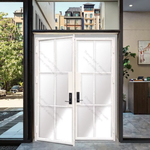 Custom Modern Wrought Iron Entry Doors High Quality Steel Construction with Decorative Features