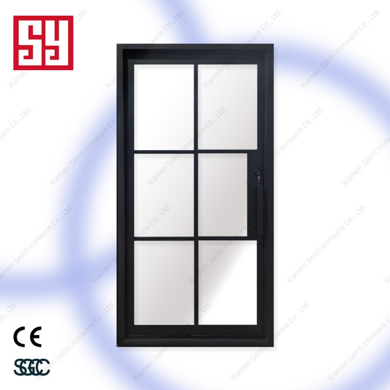 Modern Iron Tempered Glass Pivot Door Windproof Finished for Office Kitchen Balcony Office Decorative Partition