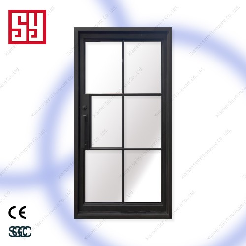 Modern Clear Glass Pivot Doors Single & Double Tempered with Wrought Iron Finish for Interior & Exterior Use for Apartment