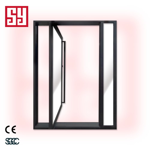 Modern Stainless Steel Pivot Door with Wrought Iron Finished Surface Sound Insulation for Entry Front Entrance Villa Application