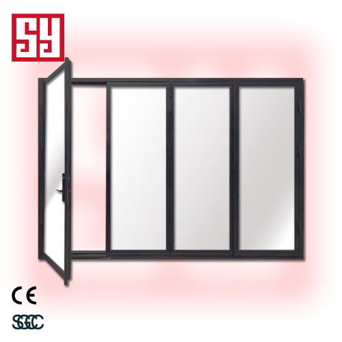 Modern Style Stainless Steel Outdoor Foldable Glass Door Sliding Folding Doors for Mall or Courtyard Use Finished Surface
