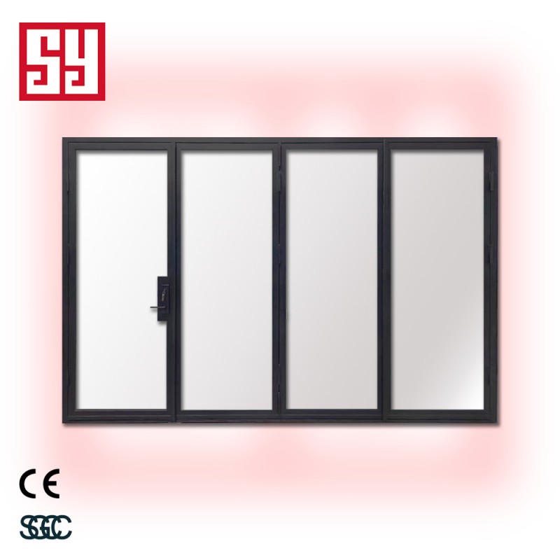 Modern Style Stainless Steel Outdoor Foldable Glass Door Sliding Folding Doors for Mall or Courtyard Use Finished Surface