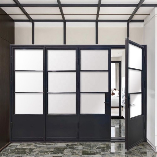 Modern French Design Wrought Iron Bifolding Steel Doors Chinese Style Anti-Theft Main Entrance Security Outdoor Foldable Entry