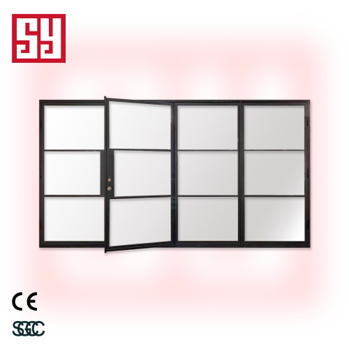 Modern Interior Bifolding Door Iron Sliding with Waterproof Graphic Design Elegant Glass Swing Decoration