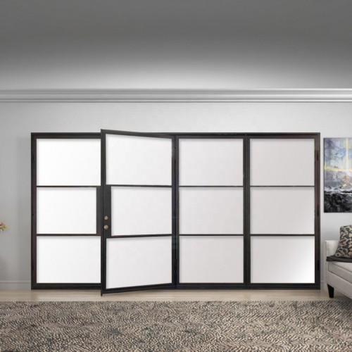 Modern Interior Bifolding Door Iron Sliding with Waterproof Graphic Design Elegant Glass Swing Decoration