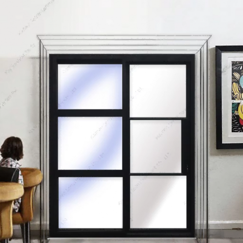 Minimalist Wrought Iron Steel Panoramic Sliding Door Customizable Size with Matt Black Finish SY Interior