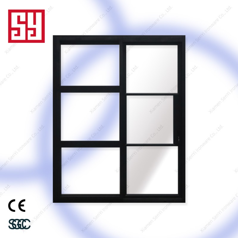 Minimalist Wrought Iron Steel Panoramic Sliding Door Customizable Size with Matt Black Finish SY Interior