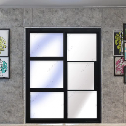 Minimalist Wrought Iron Steel Panoramic Sliding Door Customizable Size with Matt Black Finish SY Interior