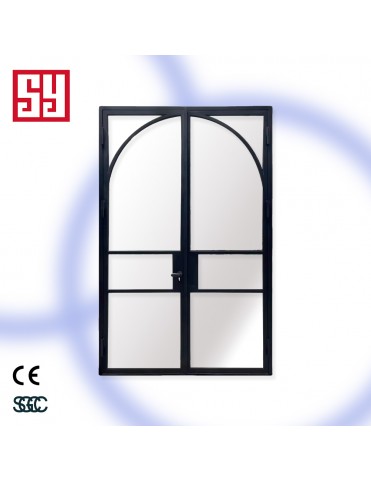 Square Double French Steel Customized Swing Graphic Design Steel Glass Door Modern Entry Doors Steel Windows Exterior