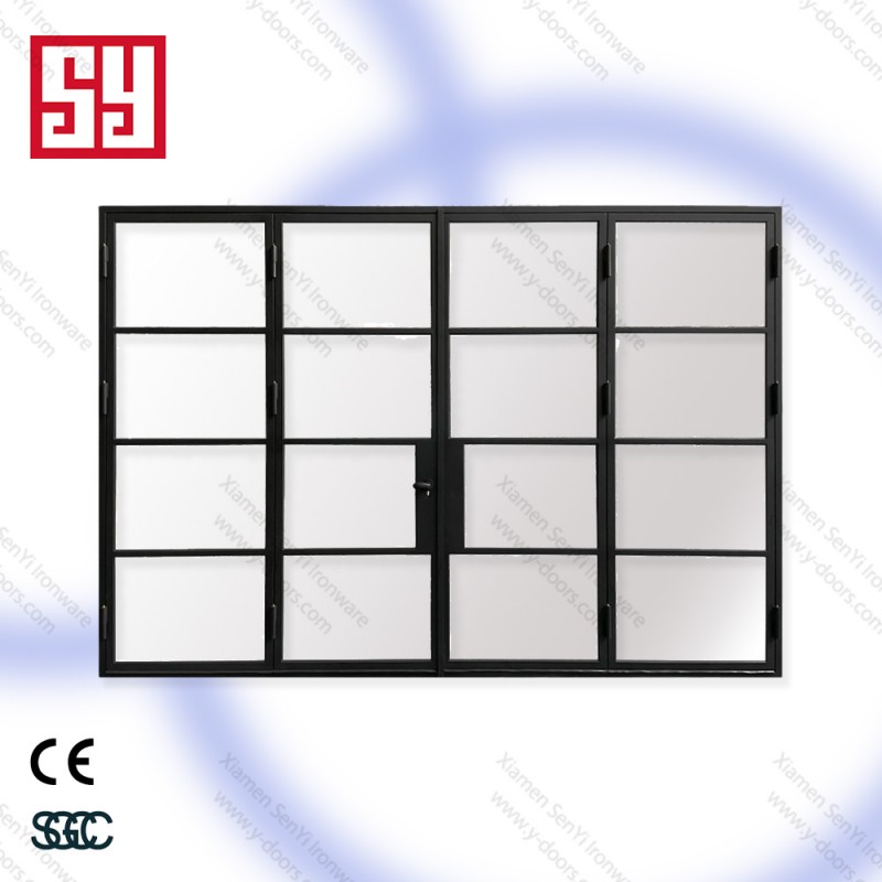 Modern Wrought Iron and Glass Home Office Door Swing Graphic Design Foldable and Opening Feature Durable and Stylish