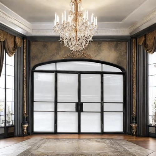 Modern Luxury French Style Wrought Iron Door Customized Private Steel with Foldable Opening and Finished Surface