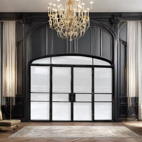 Modern Luxury French Style Wrought Iron Door Customized Private Steel with Foldable Opening and Finished Surface