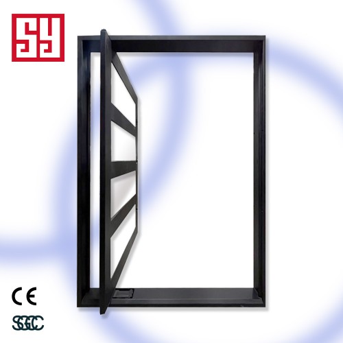 Modern French-Style Wrought Iron Pivot Bathroom Door Handled Glass with Manual Lock for Bedroom Apartment or Exterior Use