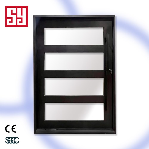 Modern French-Style Wrought Iron Pivot Bathroom Door Handled Glass with Manual Lock for Bedroom Apartment or Exterior Use