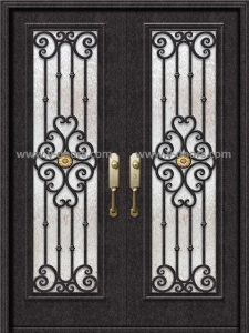 Square Top Wrought Iron Double Door SY-DR-M6005STSP