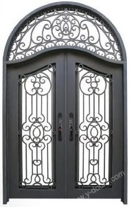 Eyebrow arch Hand forged wrought iron Transom double door SY-DR-M6013-RTEP