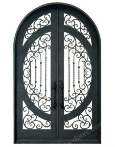 Hand forged wrought iron double entry door SY-DR-M6014-RTRP