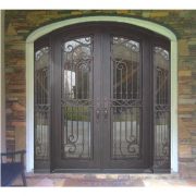 eyebrow-arch-hand-forged-wrought-iron-double-entry-door-with-sidelight-sy-dr-m6063-etep-