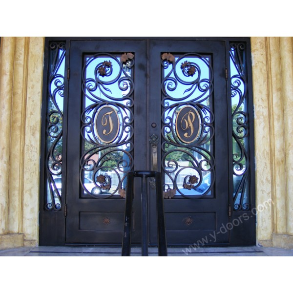 square-hand-forged-wrought-iron-double-entry-door-with-sidelight-sy-dr-m6058-stsp-