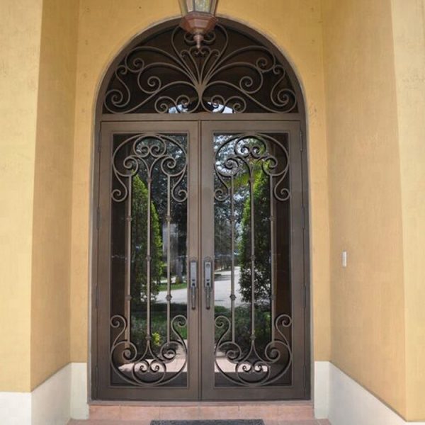 External-decorative-entrance-double-swing-wrought-iron